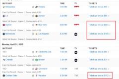 有戰(zhàn)績(jī)沒流量！騎士和雷霆季后賽G1最低票價(jià)加起來83美元，還不到湖人的一半！